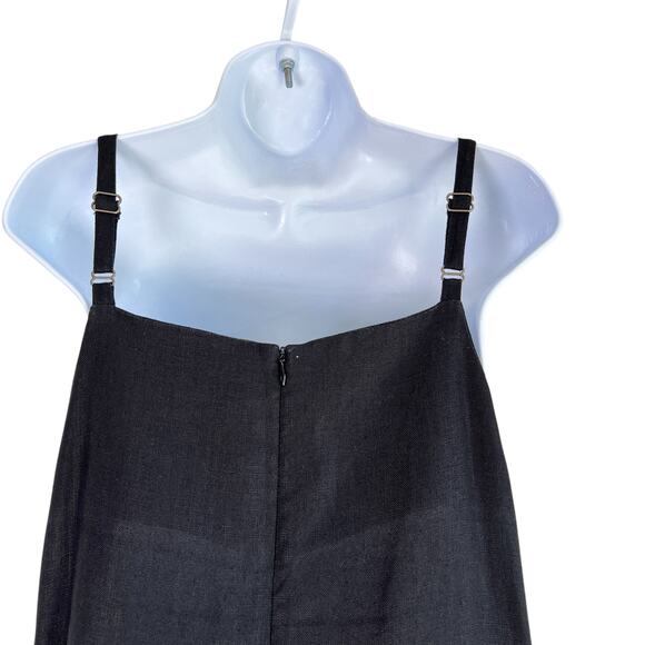 Nomia Linen Minimalist Wide Leg Jumpsuit Black Size 4 Lagenlook Quiet Luxury - Picture 4 of 10